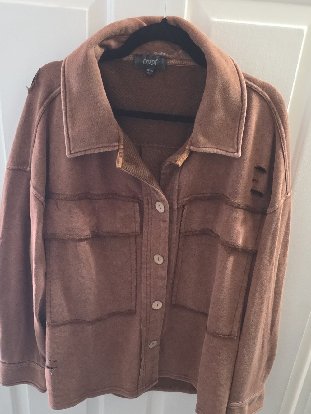 ODDY Washed Brown Utility Jacket with Front Flap Pockets